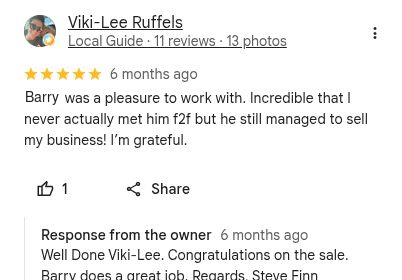 Google review from Viki-Lee Ruffels mentioning Barry Western