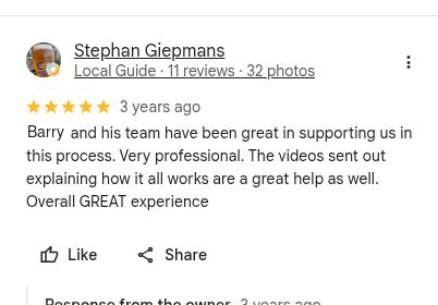 Google review from Stephan Giepmans mentioning Barry Western