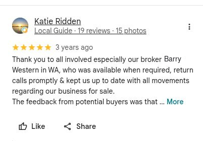 Google review from Katie Ridden mentioning Barry Western